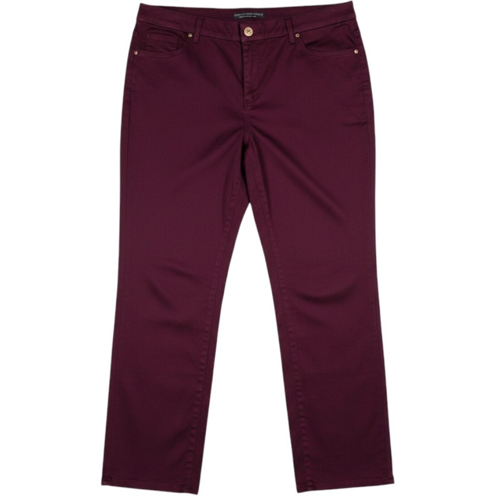 Chico's Girlfriend Ankle Pants Women 2.5R 14 Burgundy Straight Leg Stretch 5-Pkt